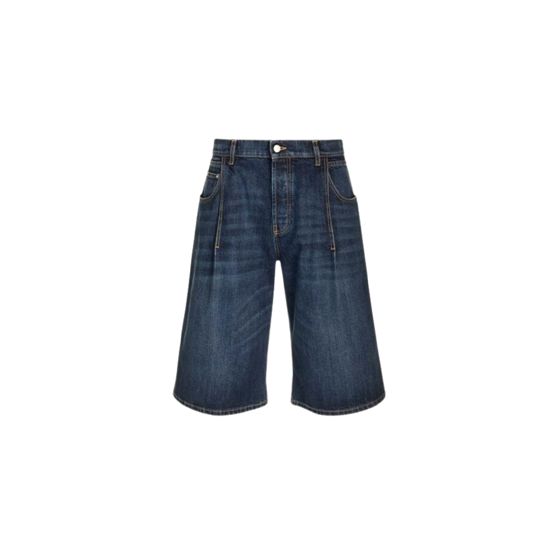 765475QYAAQ4211 Alexander McQueen Cotton Denim Shorts Dark Blue
