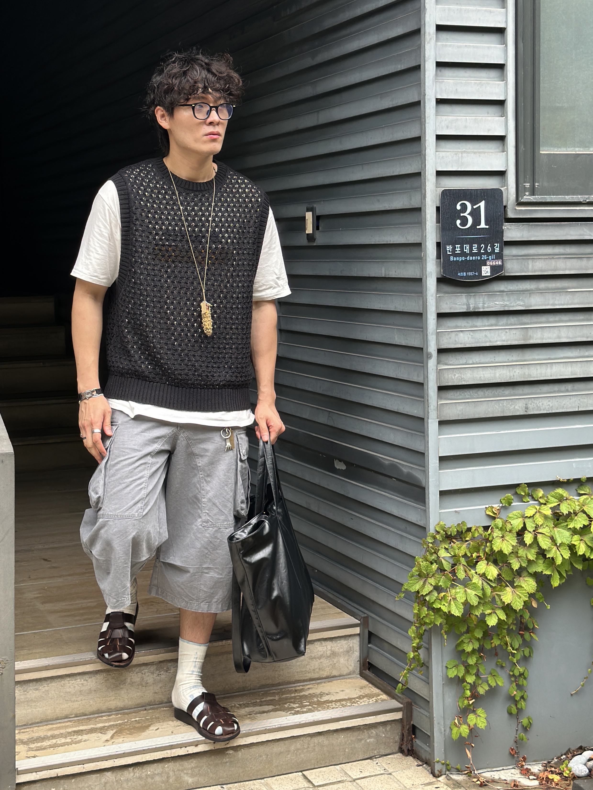 Jerusalem Sandals No.1063 Michael Slide Brown 착용 스타일 - 4