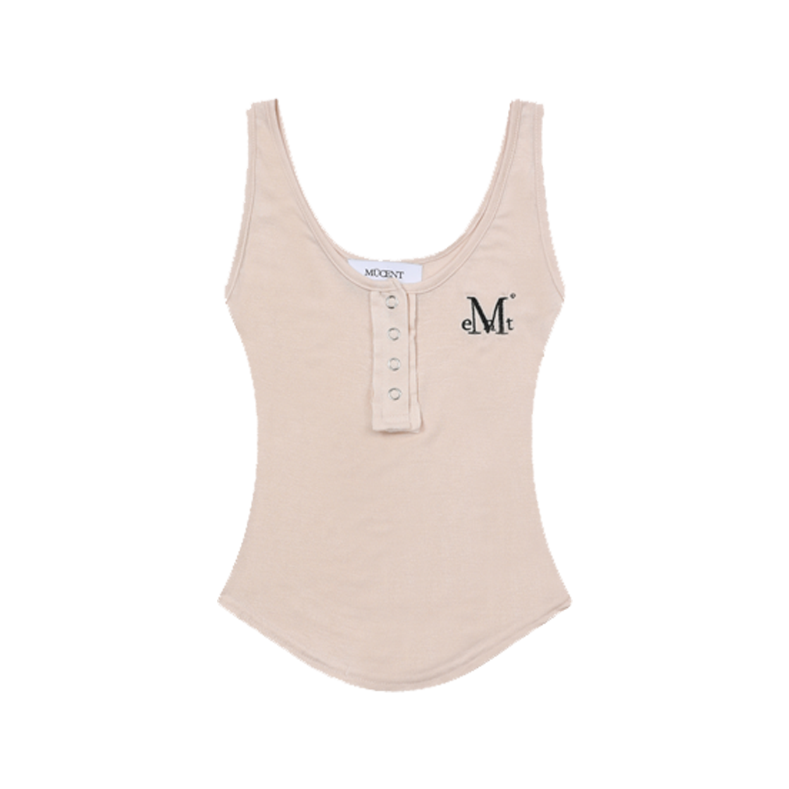 P00000XO MUCENT Haring Signature Logo Snap Button U-Neck Sleeveless Beige