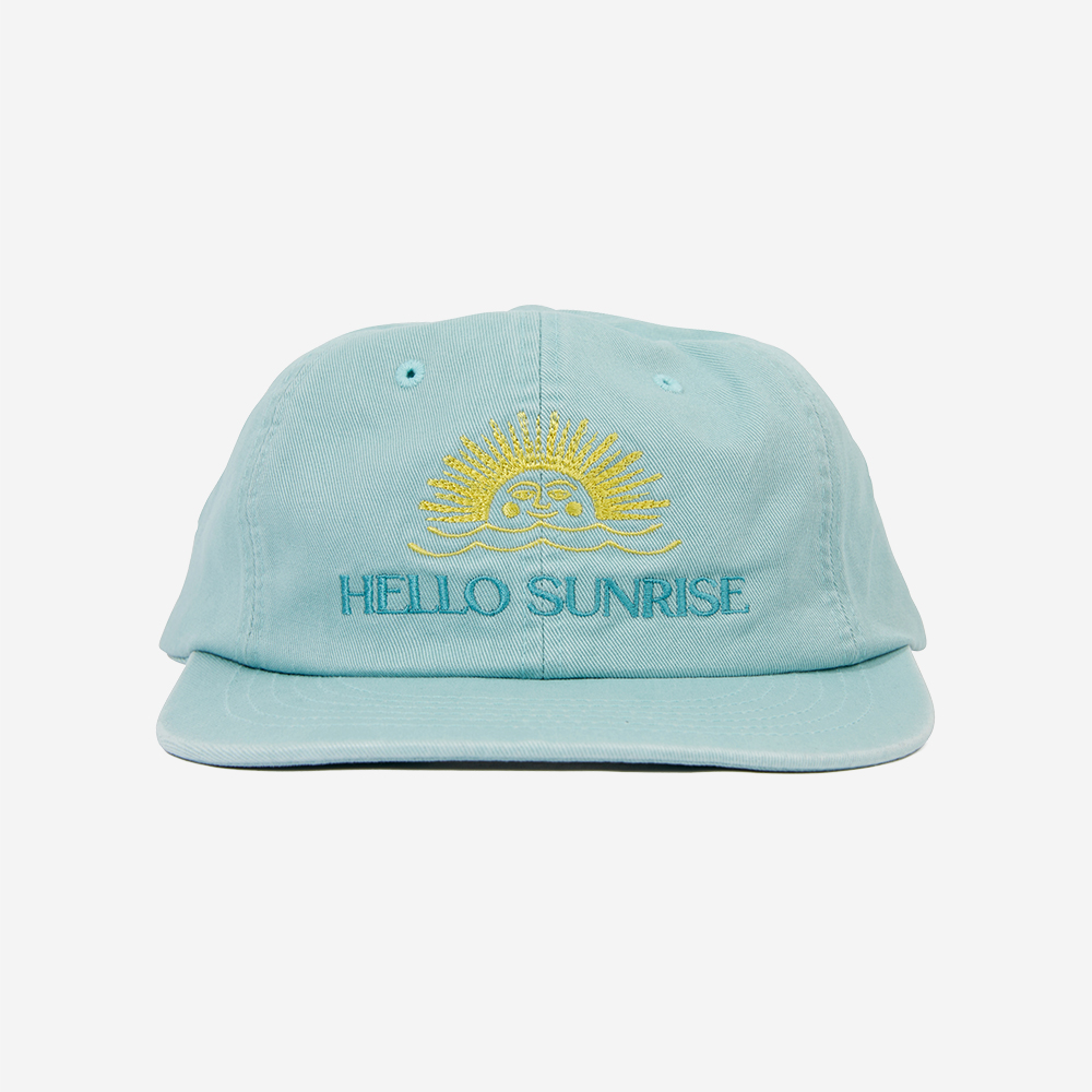 헬로 선라이즈 워시드 투 톤 로고 6패널 캡 스카이 블루(Hello Sunrise Washed Two Tone Logo 6panel Cap Sky Blue)