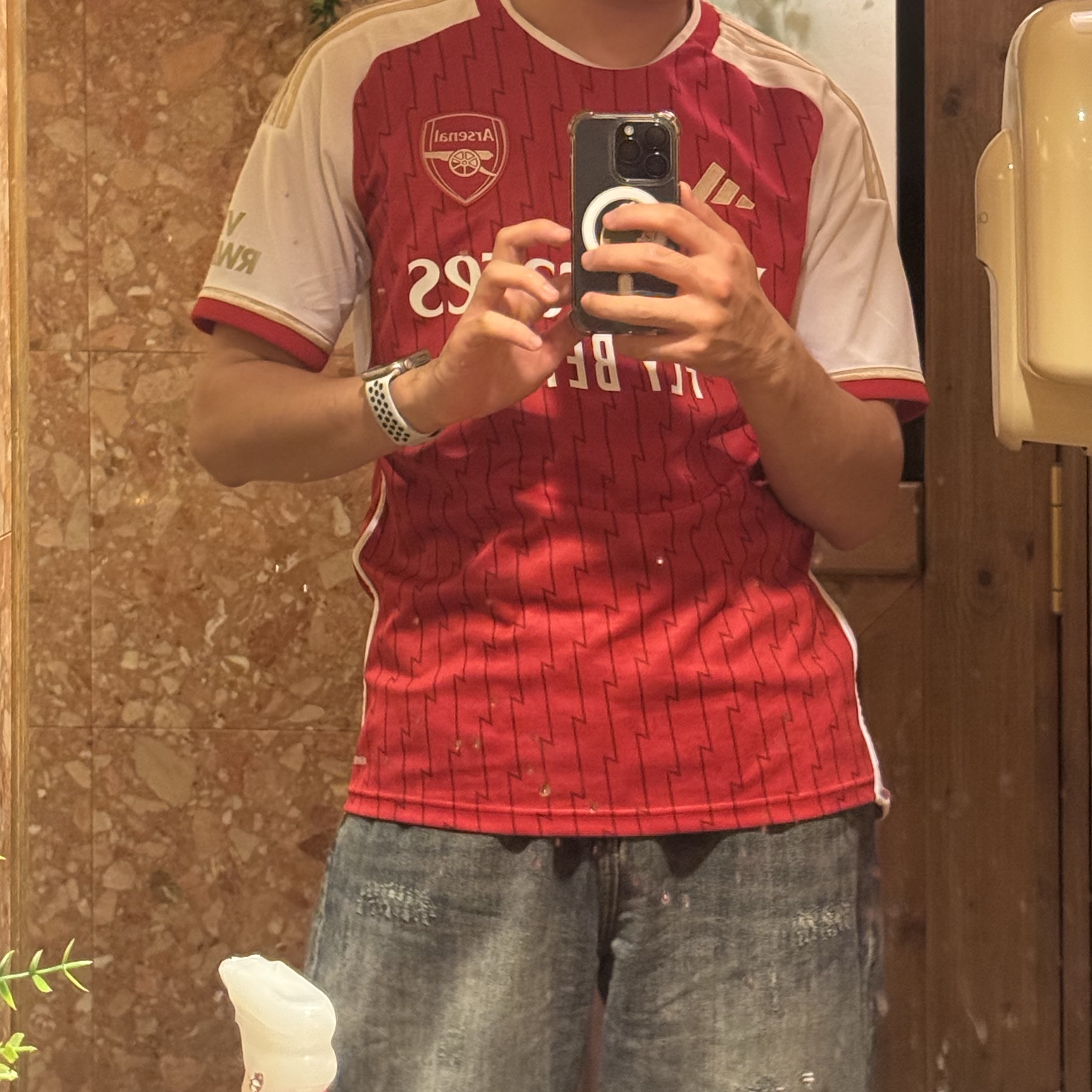 Adidas Arsenal 2023/24 Home Jersey Better Scarlet White - KR Sizing (Non Marking Ver.) 착용 스타일 - 2