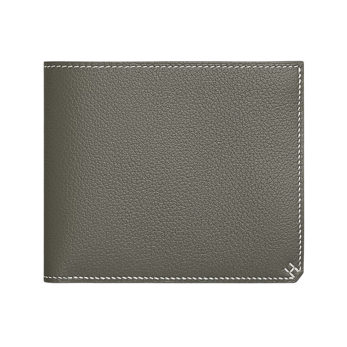 H084594CK0L Hermes H Sellier Compact Wallet Evercolor & Palladium Gris Meyer