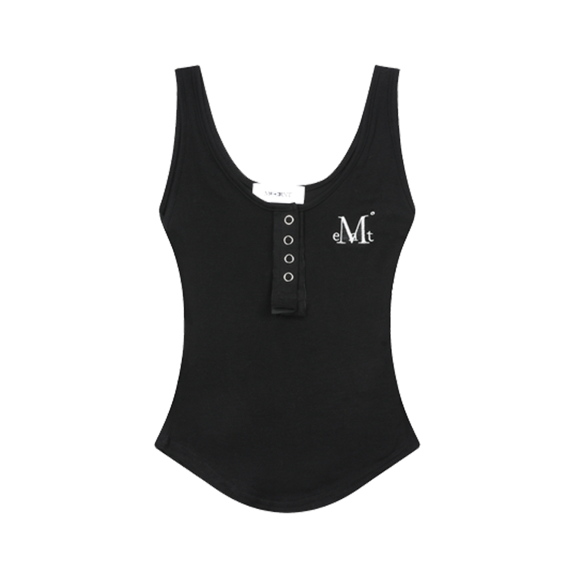 P00000XO MUCENT Haring Signature Logo Snap Button U-Neck Sleeveless Black