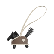 Hermes Rodeo Robeo Coeur PM Charm Milo Lambskin & Noir Craie Etoupe Noir