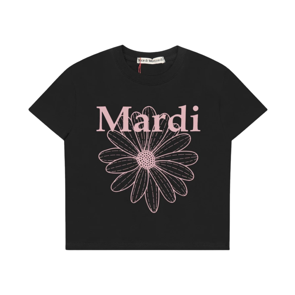 (W) 마르디 메크르디 플라워마르디 크롭 티셔츠 차콜 핑크((W) Mardi Mercredi Flowermardi Cropped T-Shirt Charcoal Pink)