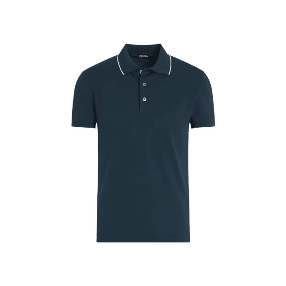 UF358A9-F746-T09 Zegna Stretch Polo Shirt Dark Teal Blue