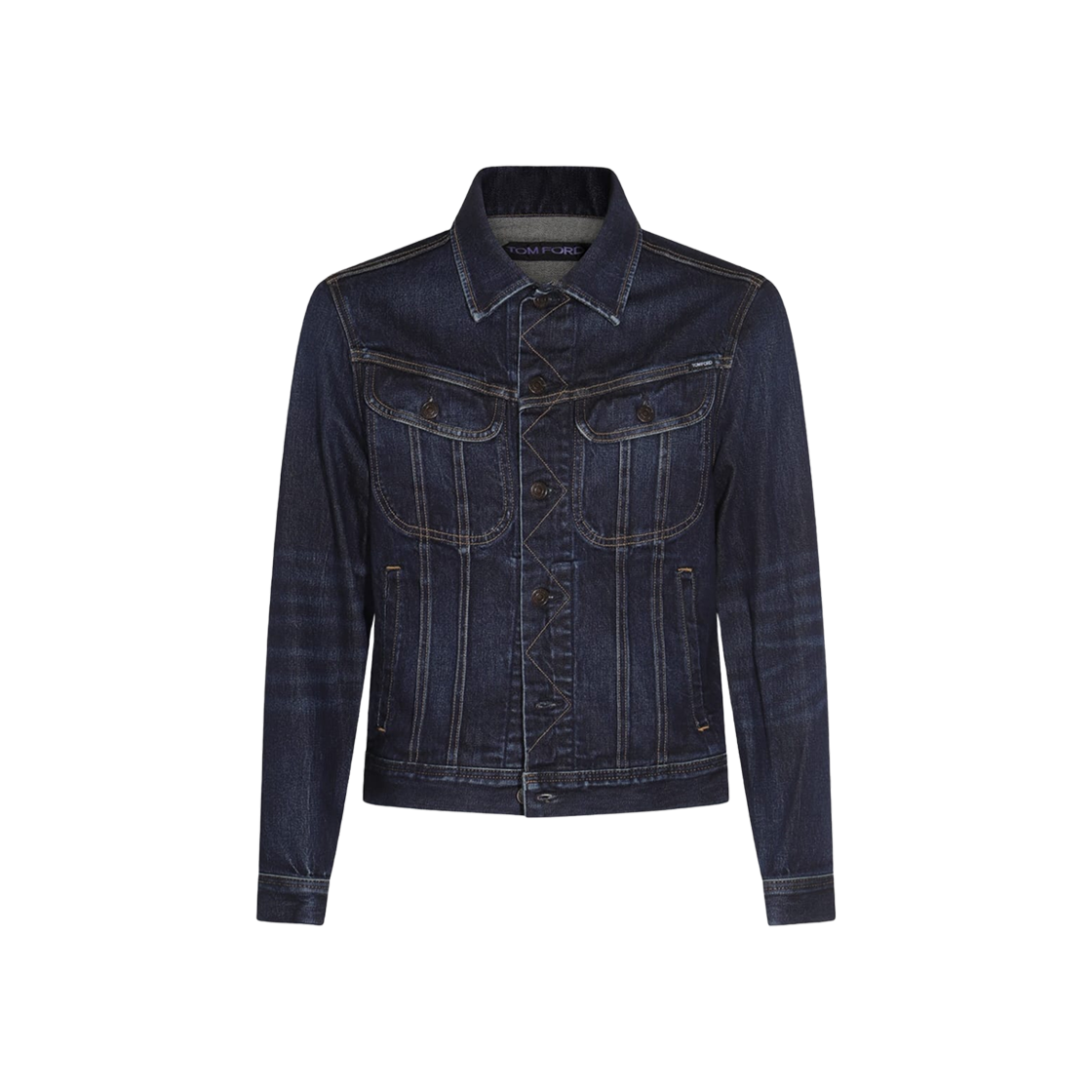 DJI001-DMC073-HB841 Tom Ford Cotton Denim Jacket Dark Blue