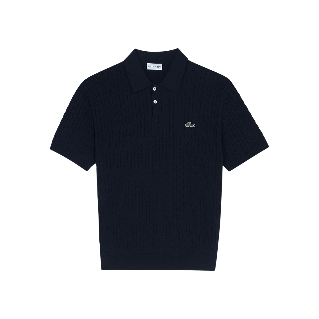 PH268E-55G-166 Lacoste Cable Short Sleeve Sweater Polo Shirt Navy