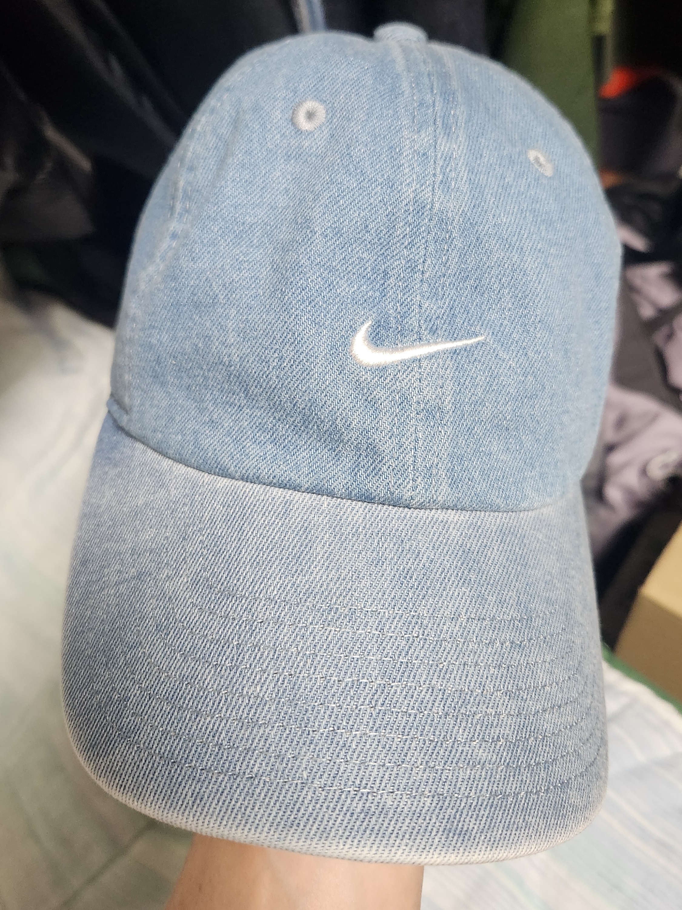 Nike Club Unstructured Denim Cap Aegean Storm Thunder Blue 착용 스타일