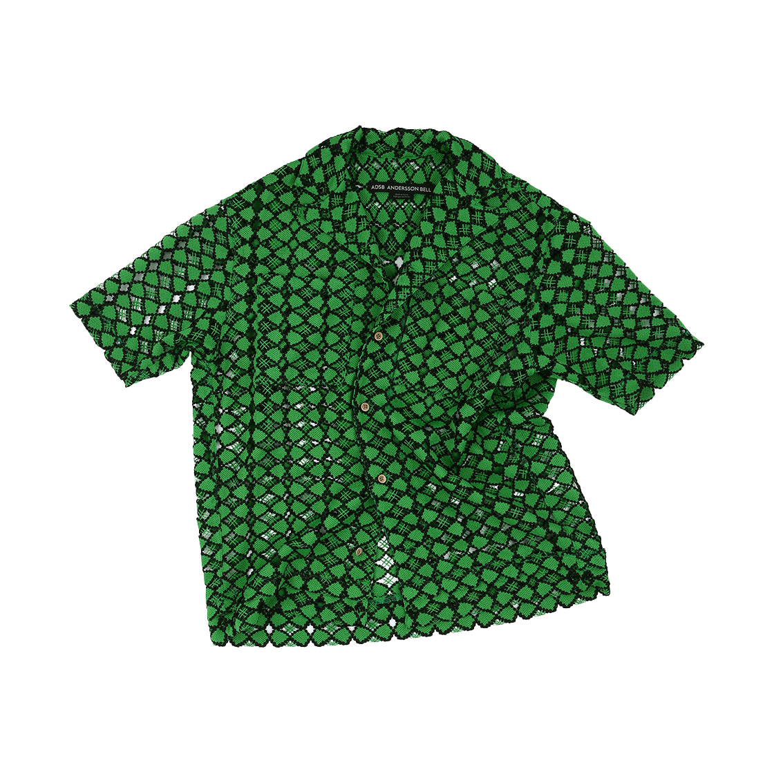 ADSB 앤더슨벨 레토 시어 오픈 칼라 셔츠 그린