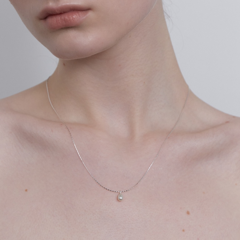 러브미몬스터 [실버] 진주 드롭 목걸이 실버(lovememonster [Silver] Tini Pearl Drop Necklace Silver) - 4
