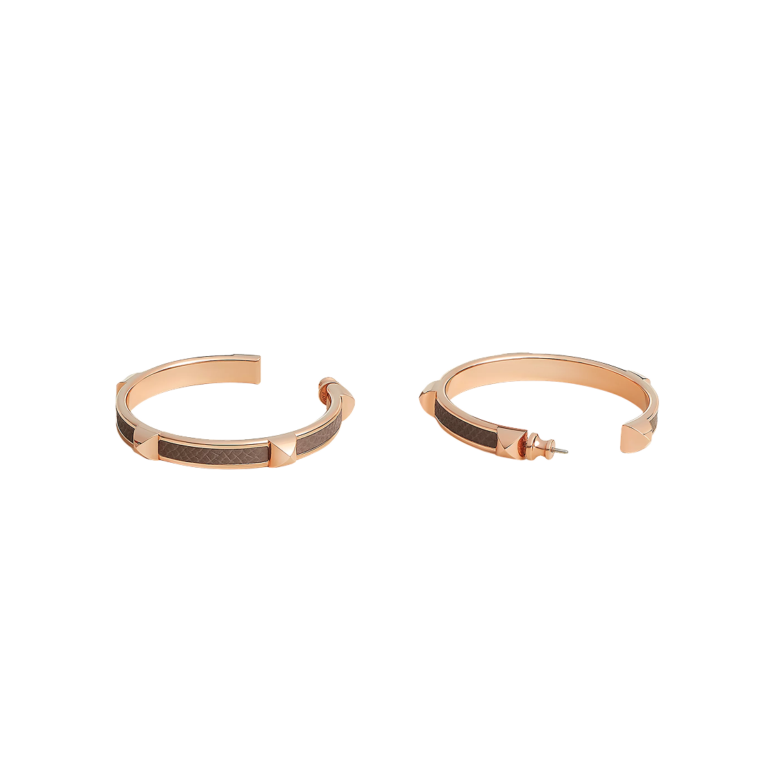 (W) 에르메스 라지 아테나 이어링 앱송 & 로즈 골드 하드웨어 에뚜쁘((W) Hermes Large Athena Earrings Epsom & Rose Gold Etoupe)