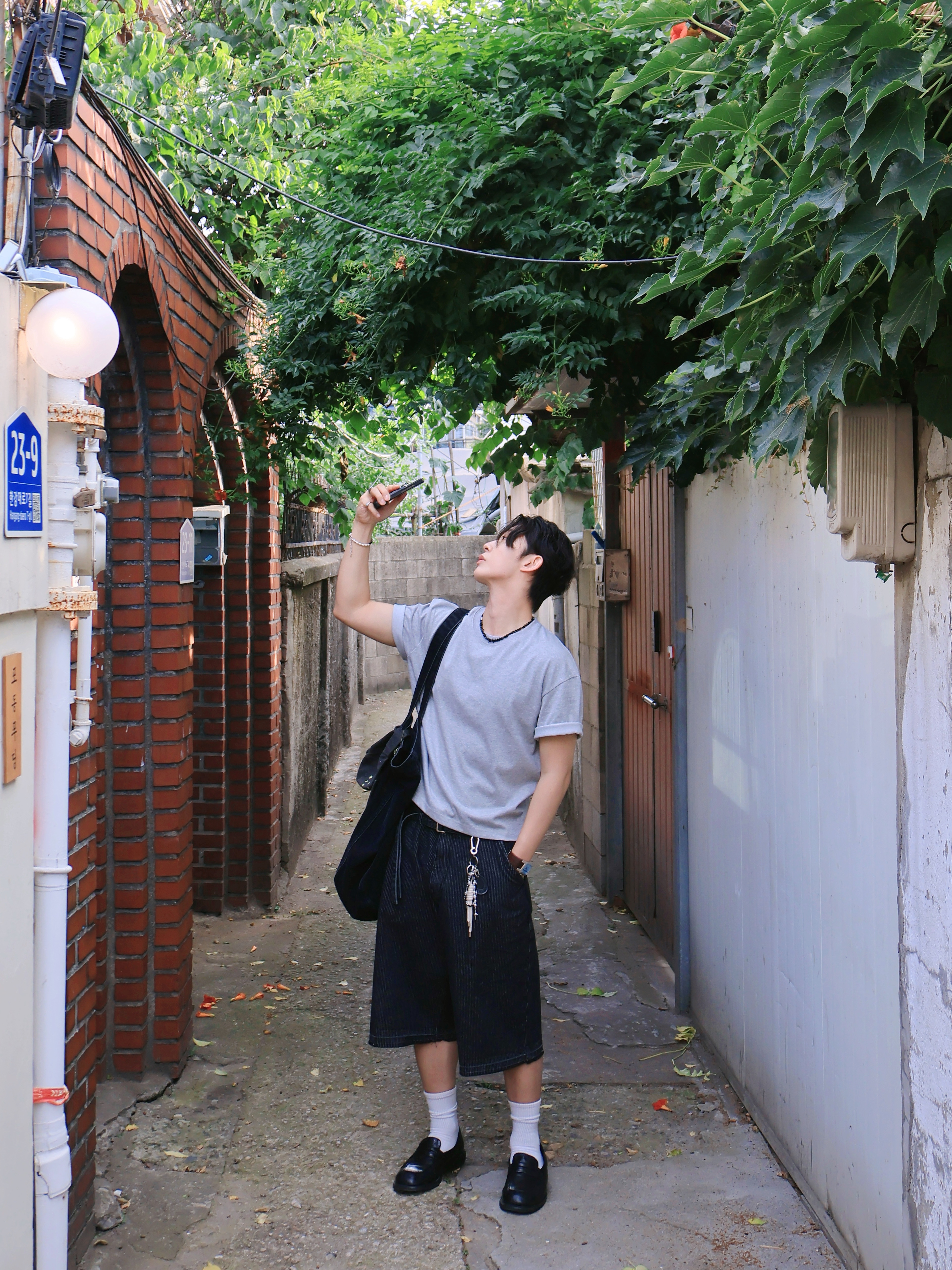 noun Belted Bermuda Denim Pants Black 착용 스타일 - 1