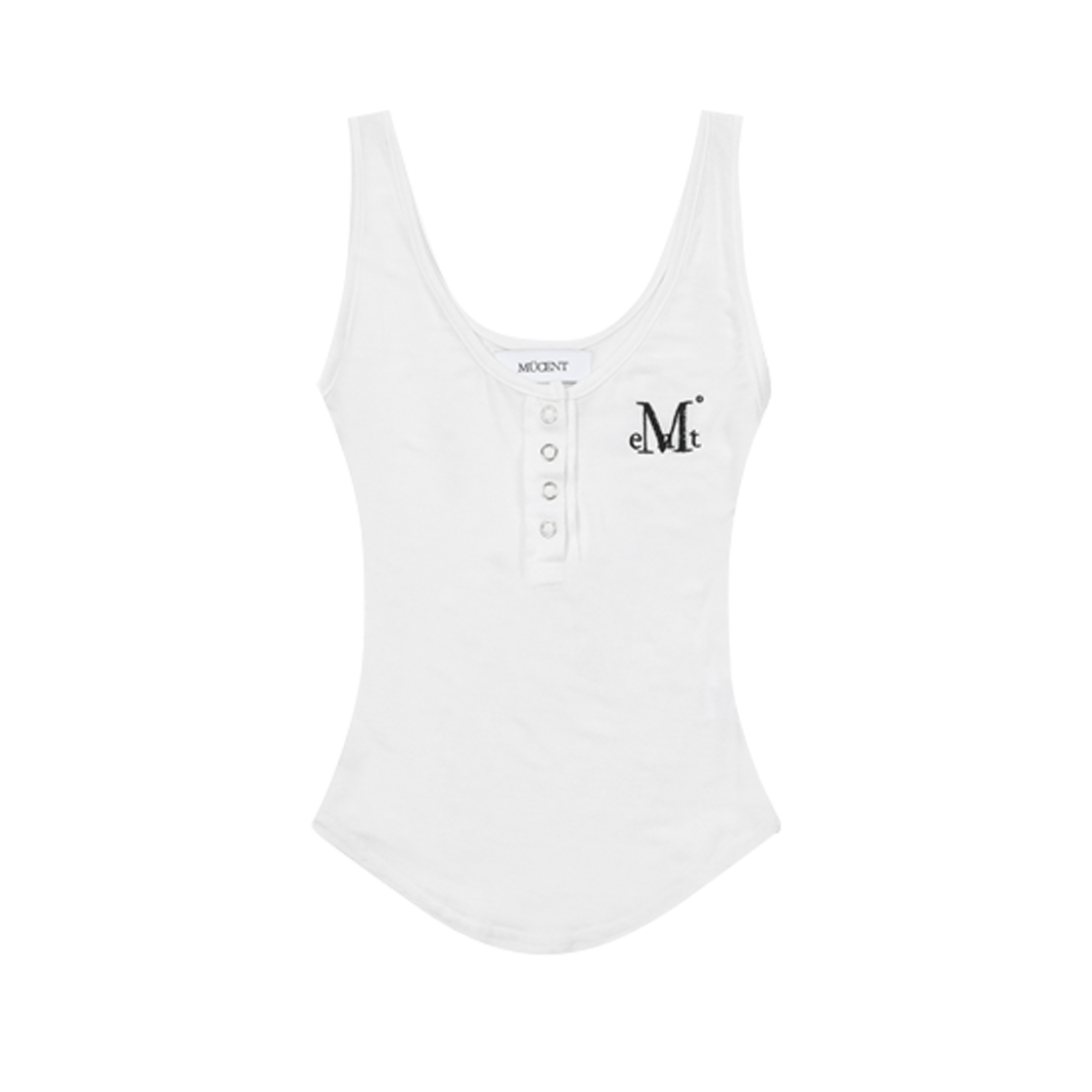P00000XO MUCENT Haring Signature Logo Snap Button U-Neck Sleeveless White