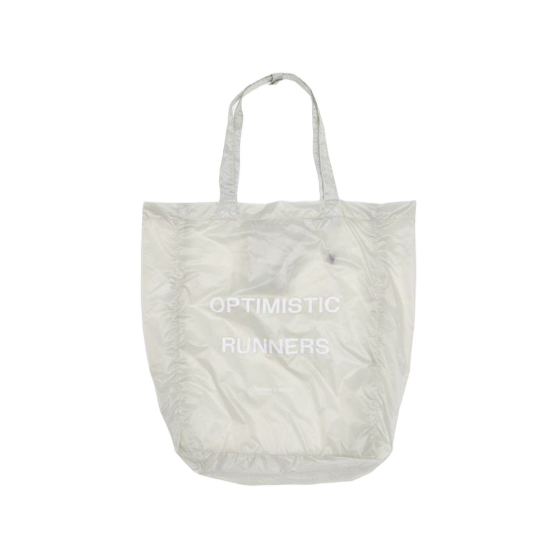 옵티미스틱 러너스 리사이클 패커블 쇼퍼 백 화이트(Optimistic Runners Recycled Packable Shopper Bag White)