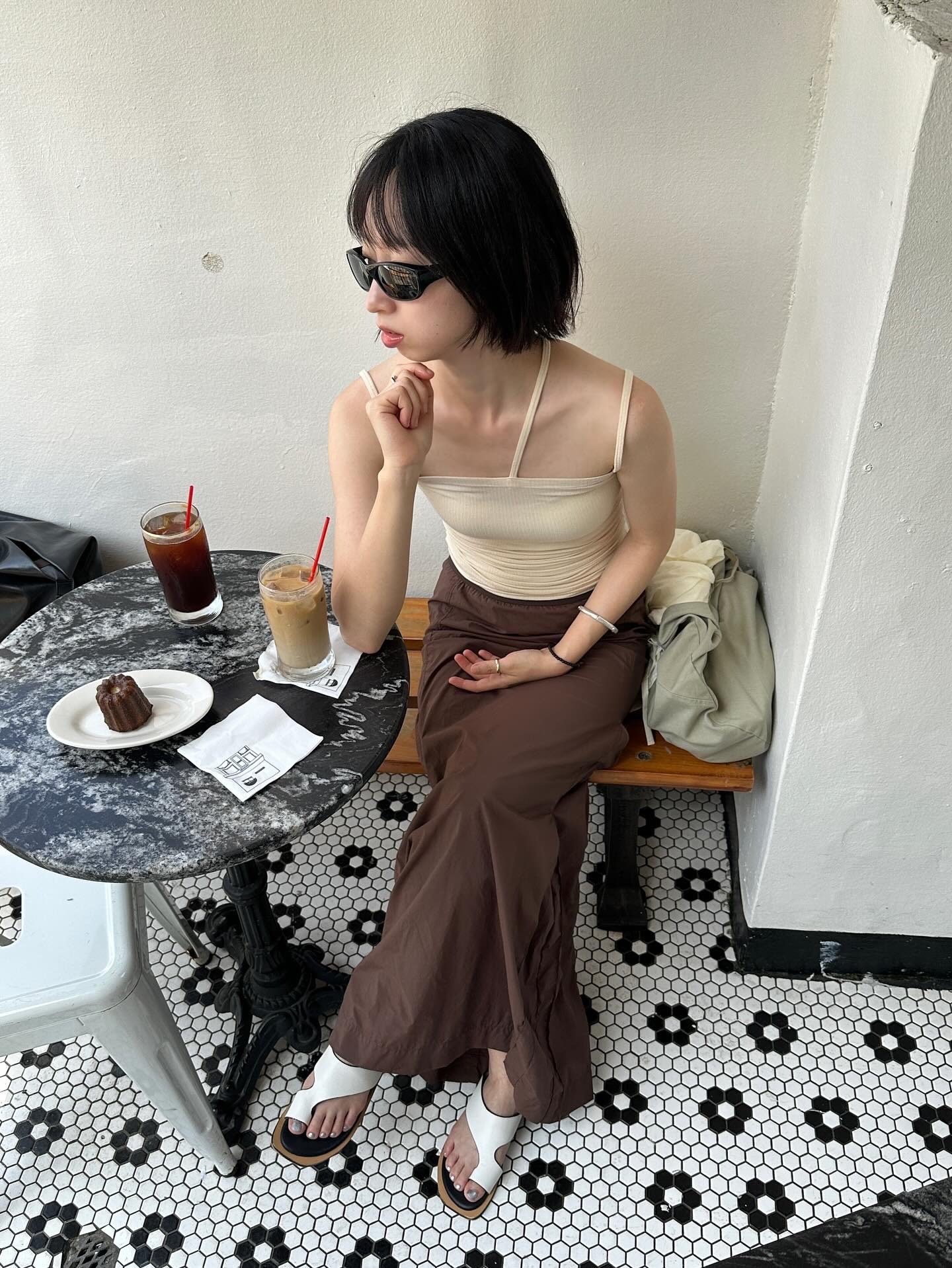 Baserange Women Nida Tank Off White - 25SS 착용 스타일 - 2