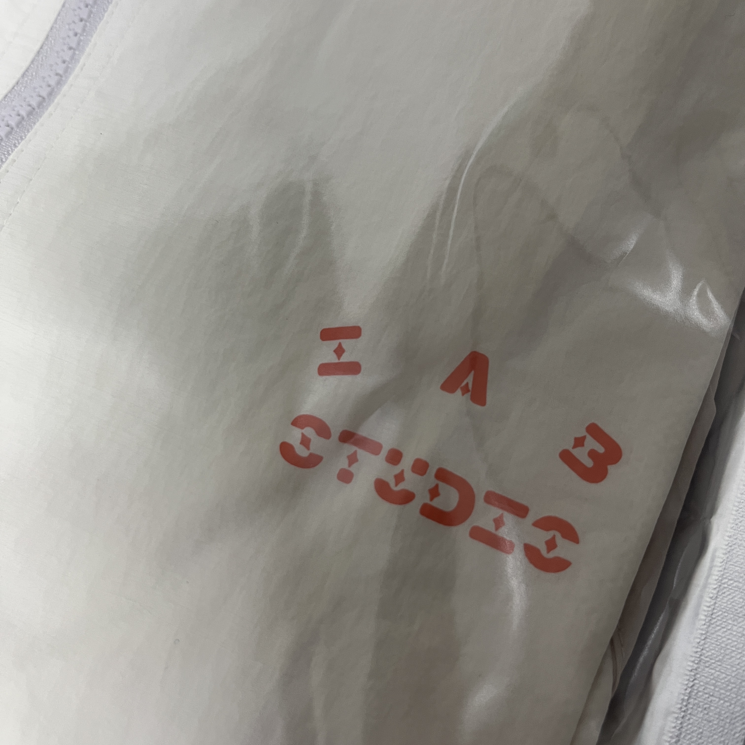 IAB Studio x Lost in Starlight Space Track Jacket White Orange 착용 스타일