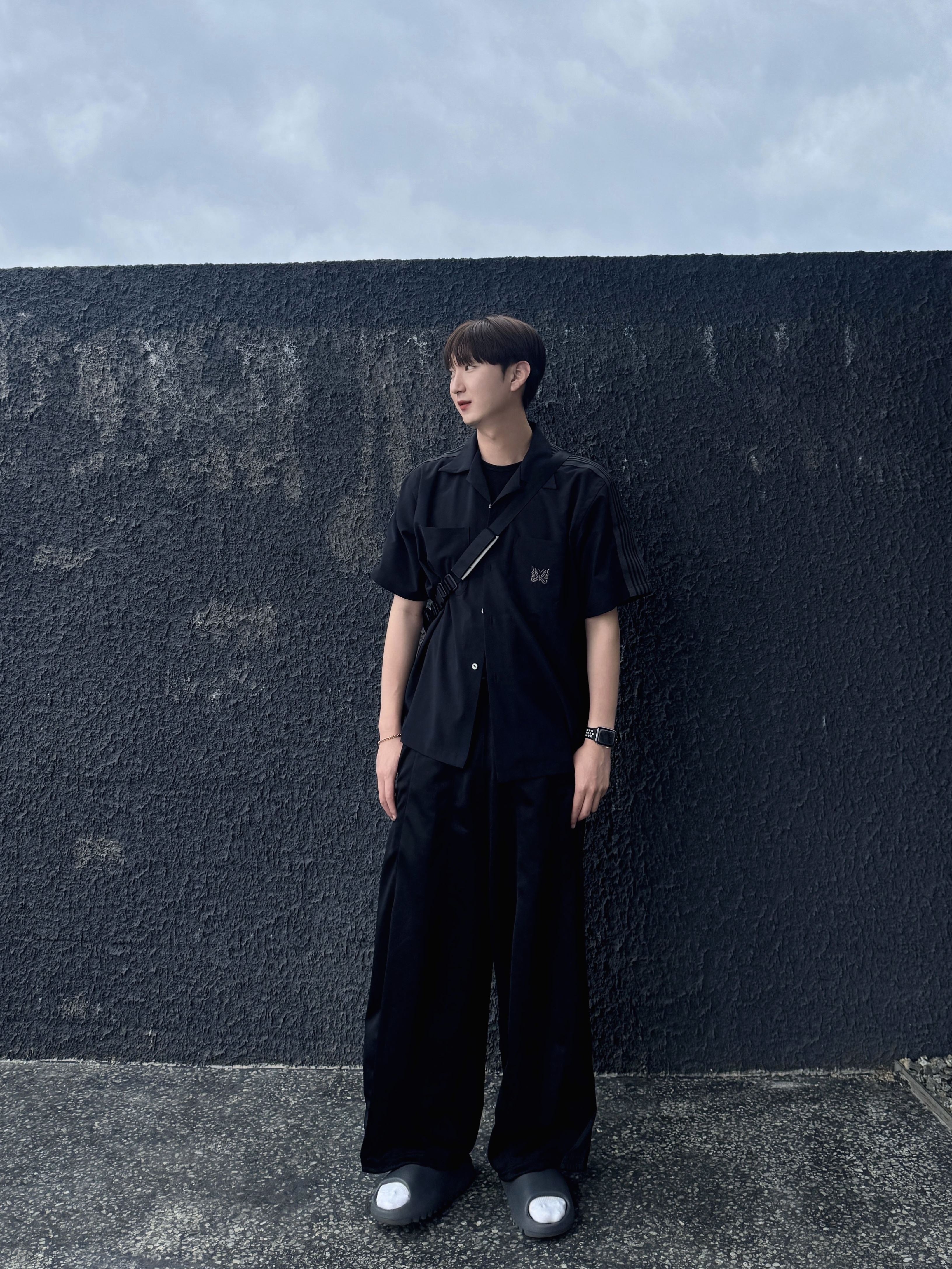 Needles x LHP H.D. Track Pants Poly Smooth Black - LHP Exclusive, Adidas Yeezy Slide Onyx 착용 스타일 - 1