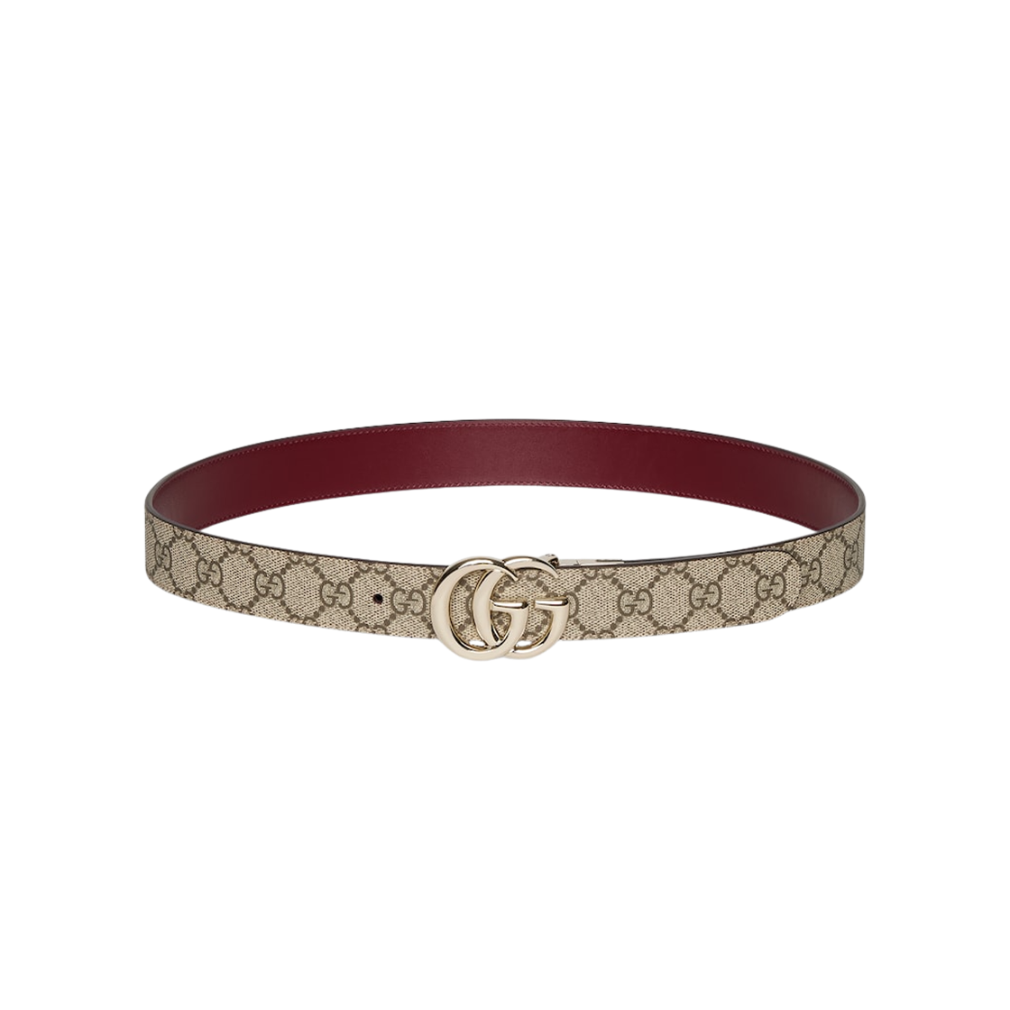 659417-92TIG-9792 (W) Gucci GG Marmont Reversible Wide Belt Beige GG Supreme Red