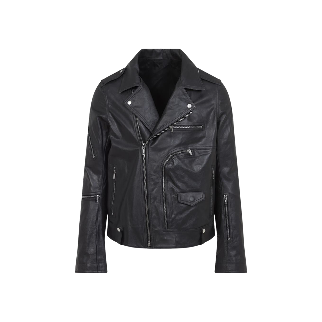 RU01E5765-LTP-09 Rick Owens Bauhaus Stooges Leather Jacket Black