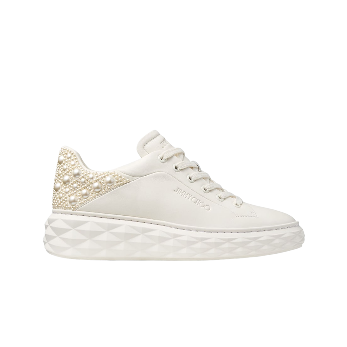 DIAMONDMAXIFIINVK0C9734 (W) Jimmy Choo Diamond Maxi F II Nappa Leather Sneakers Latte