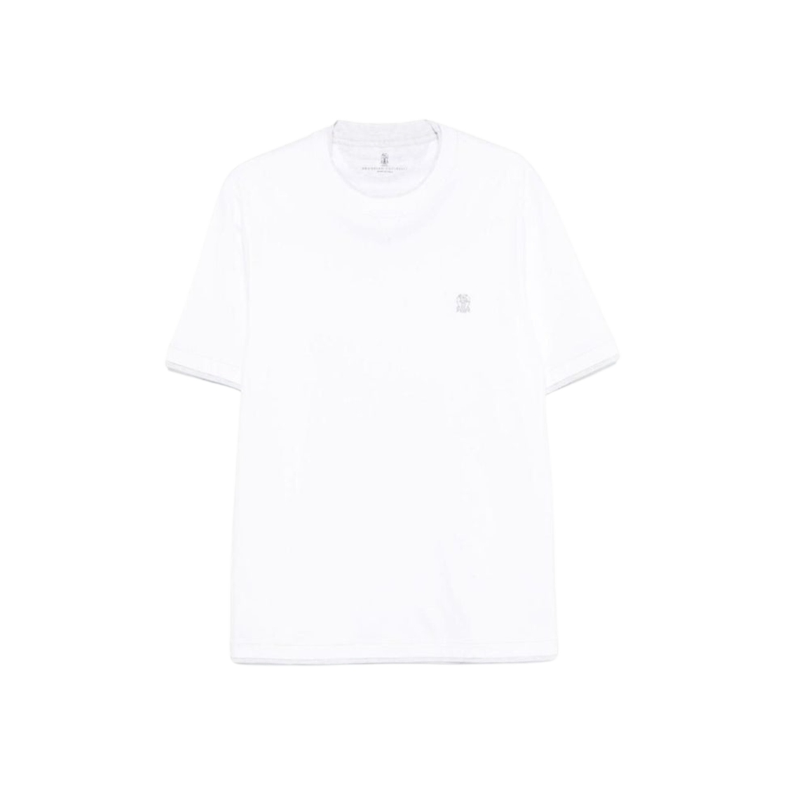 브루넬로 쿠치넬리 로고 포우 레이어링 코튼 저지 크루넥 티셔츠 화이트(Brunello Cucinelli Cotton Jersey Crewneck T-Shirt with Logo and Faux Layering White) - 1