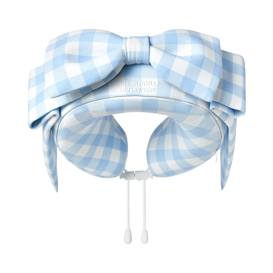 하우스 노웨어 x 슈슈통 리본 넥 필로우 1 블루 체크(Haus Nowhere x Shushu/Tong Ribbon Neck Pillow 1 Blue Check)