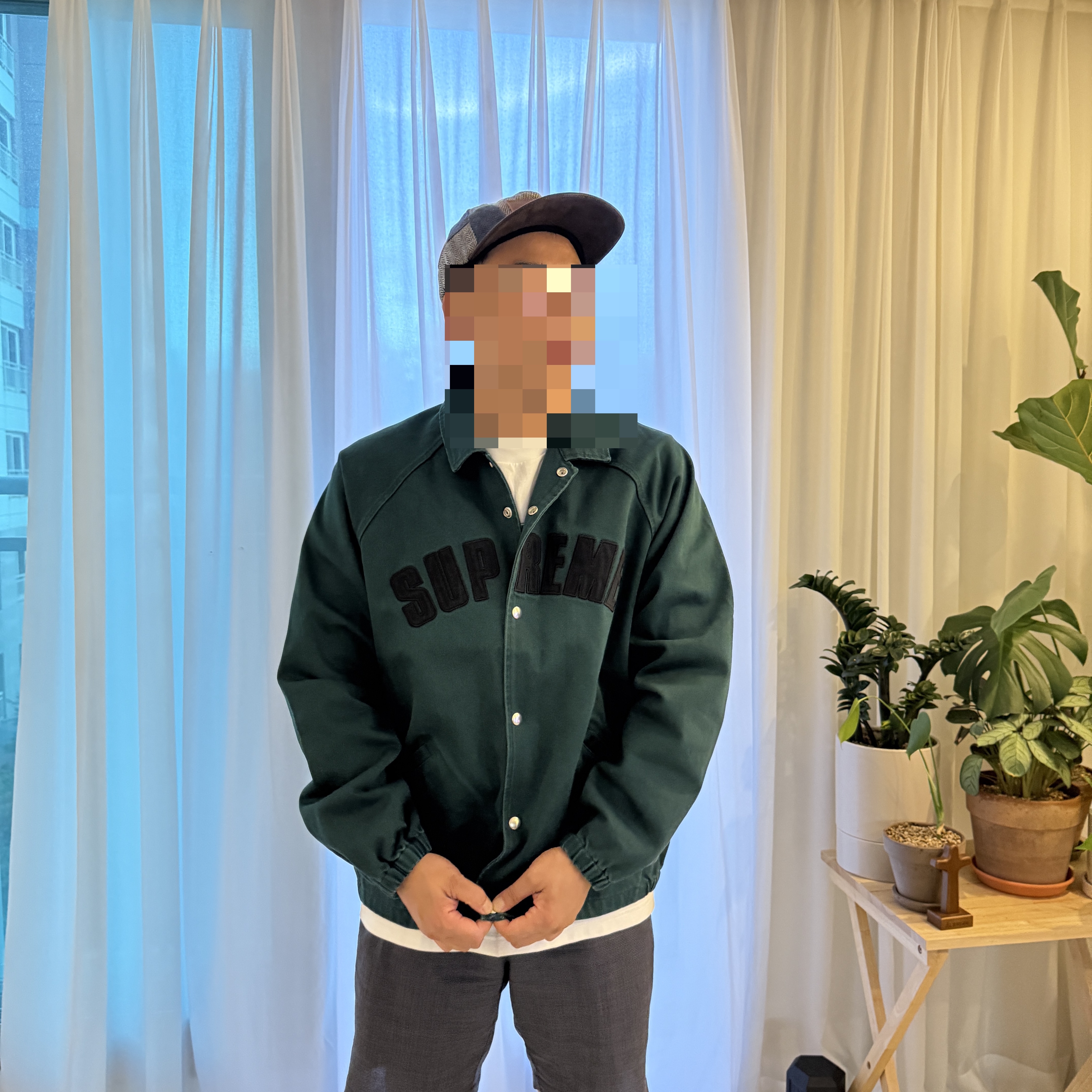 Supreme Arc Denim Coaches Jacket Green - 25SS 착용 스타일 - 1