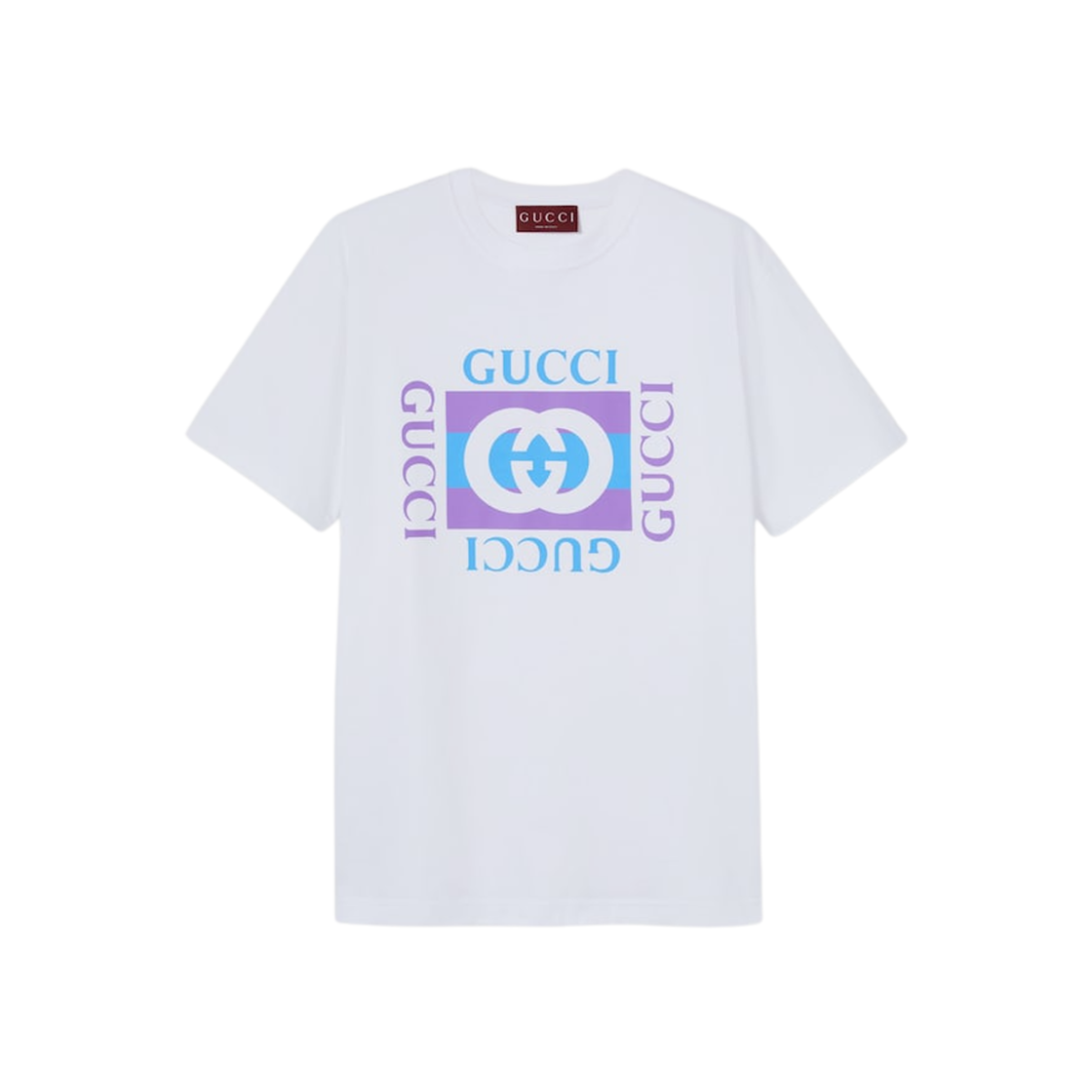 (W) 구찌 프린트 코튼 저지 티셔츠 화이트((W) Gucci Cotton Jersey T-Shirt with Print White)