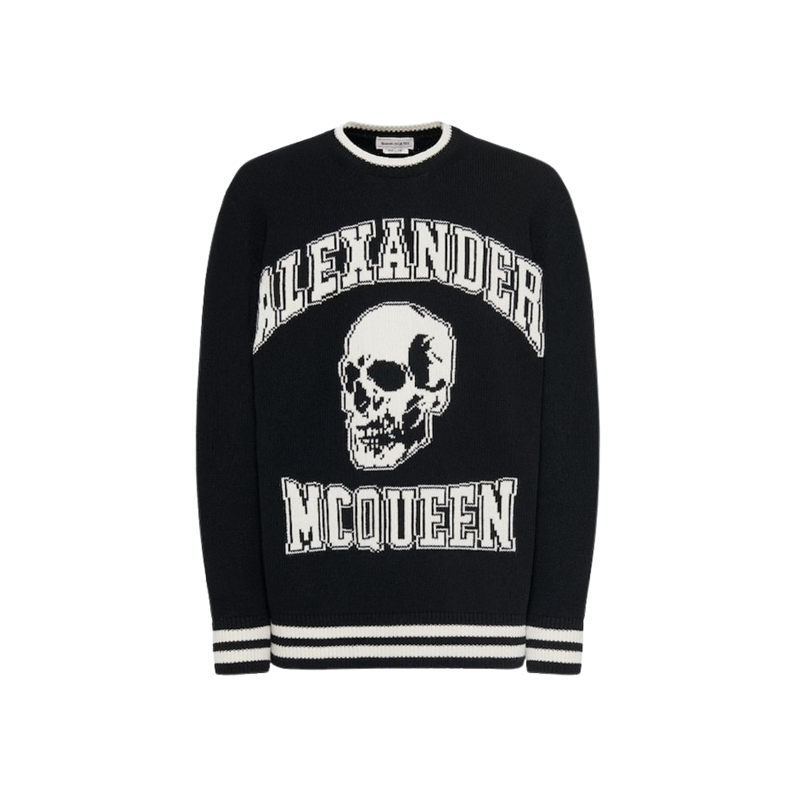 760760Q1XII1011 Alexander McQueen Logo Organic Cotton Sweater Black