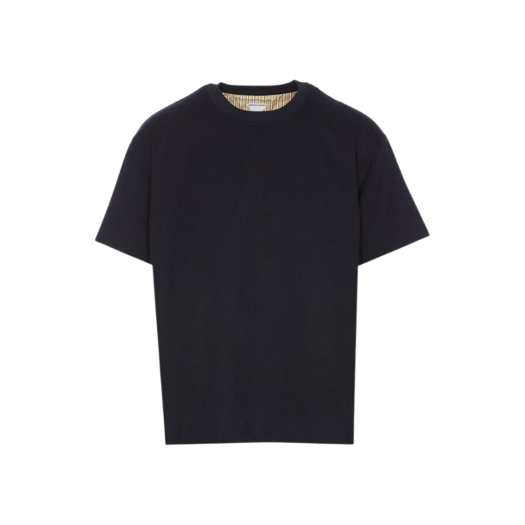 754683V4HQ04133 Bottega Veneta Double Layered Striped Cotton T-Shirt Navy