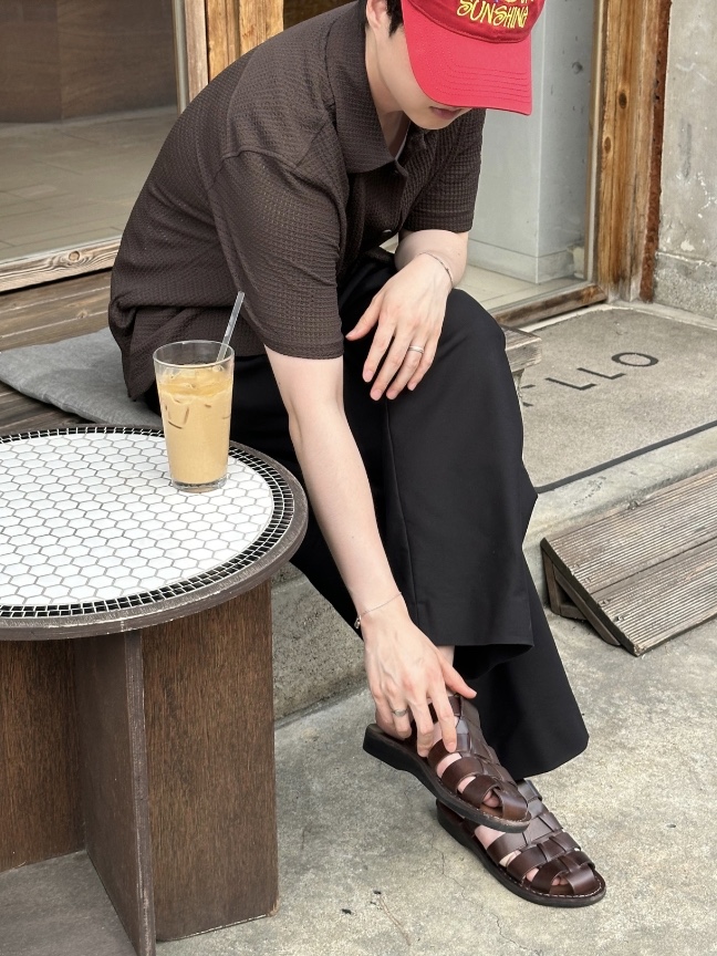 Jerusalem Sandals No.1063 Michael Slide Brown 착용 스타일 - 3