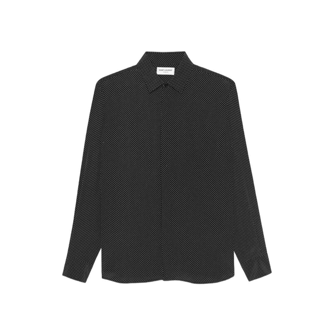 646850-Y301W-1000 Saint Laurent Shirt in Dotted Crepe De Chine Black