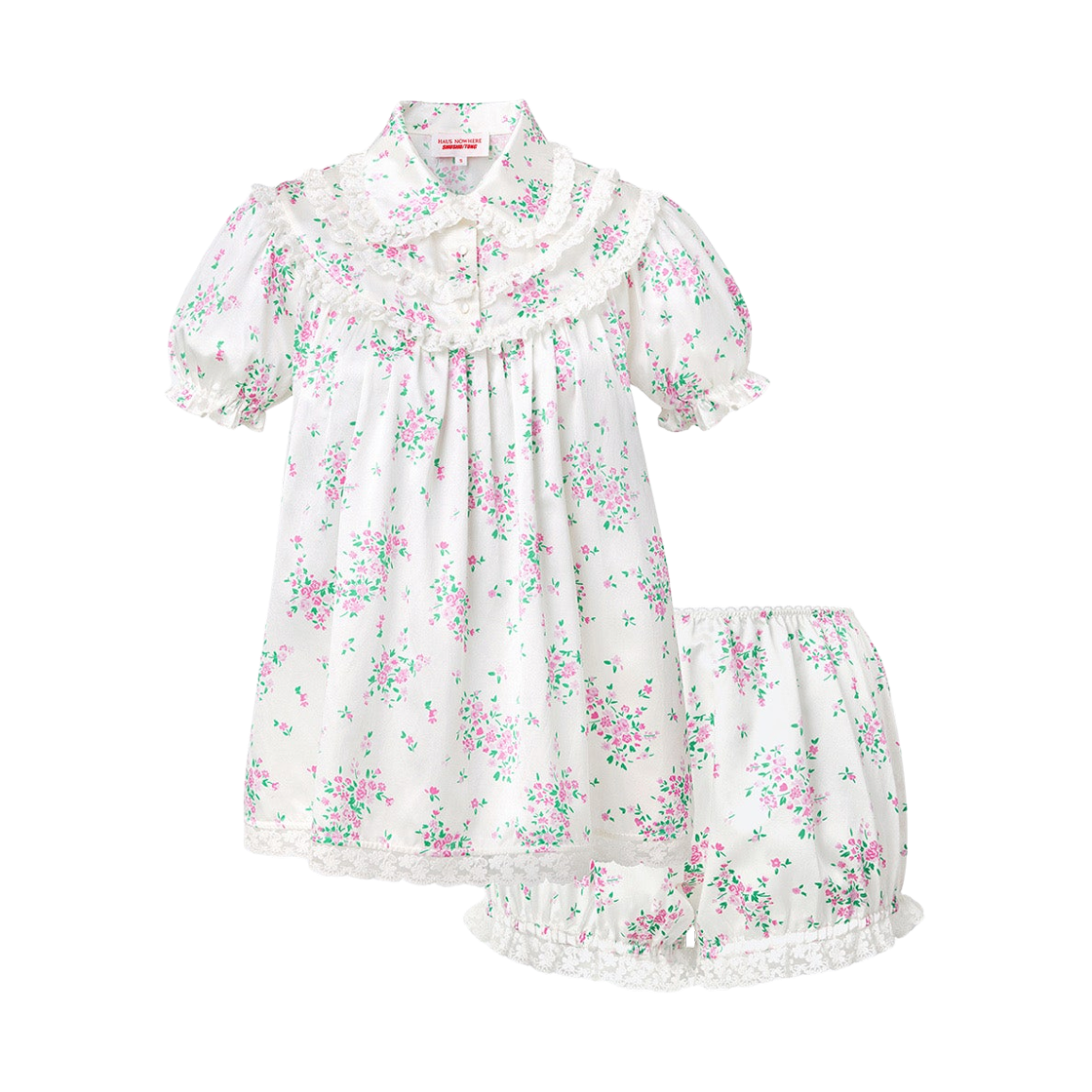 (W) 하우스 노웨어 x 슈슈통 파자마 드레스 투피스 화이트((W) Haus Nowhere x Shushu/Tong Pajama Dress Two Piece White)