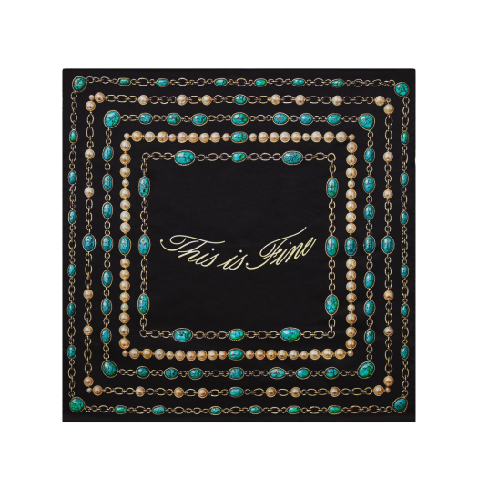 FNFLS03370 THIS IS FINE x FUNFLEX Romantica Silk Scarf Midnight