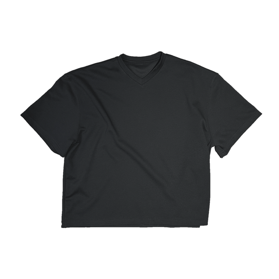 nnd.k.044 Nonnod Cropped V-Neck T-Shirt Black