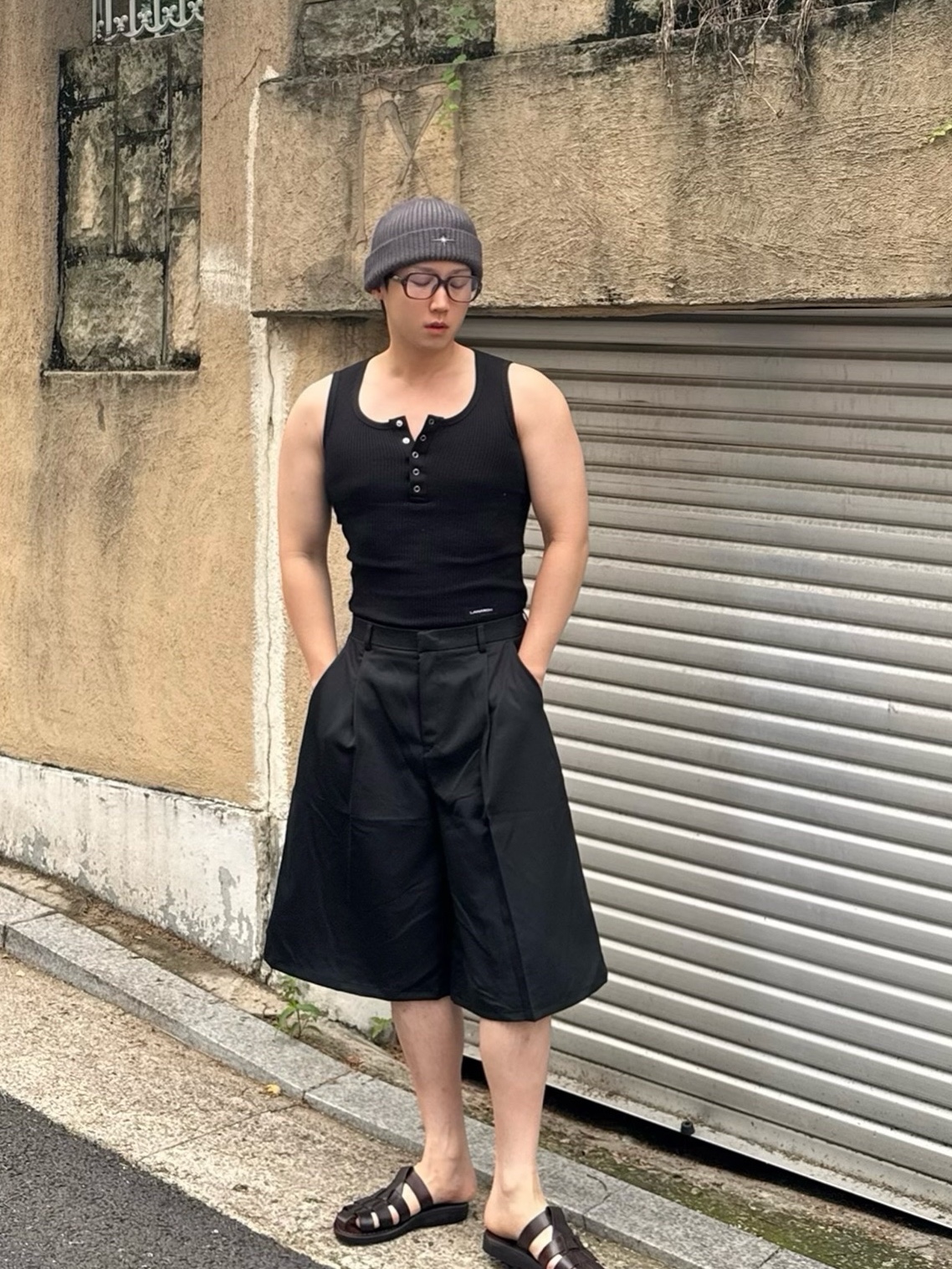 Jerusalem Sandals No.1063 Michael Slide Brown 착용 스타일 - 2