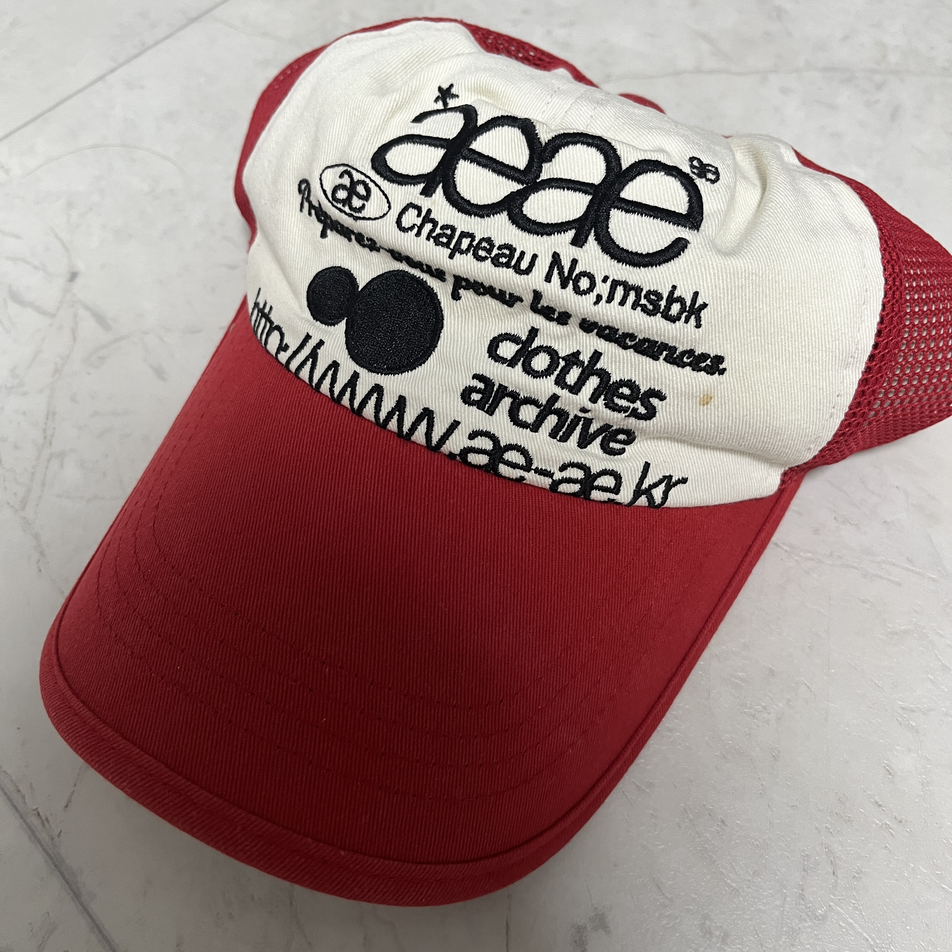 Aeae Web Logo Mesh Cap Red Black 착용 스타일