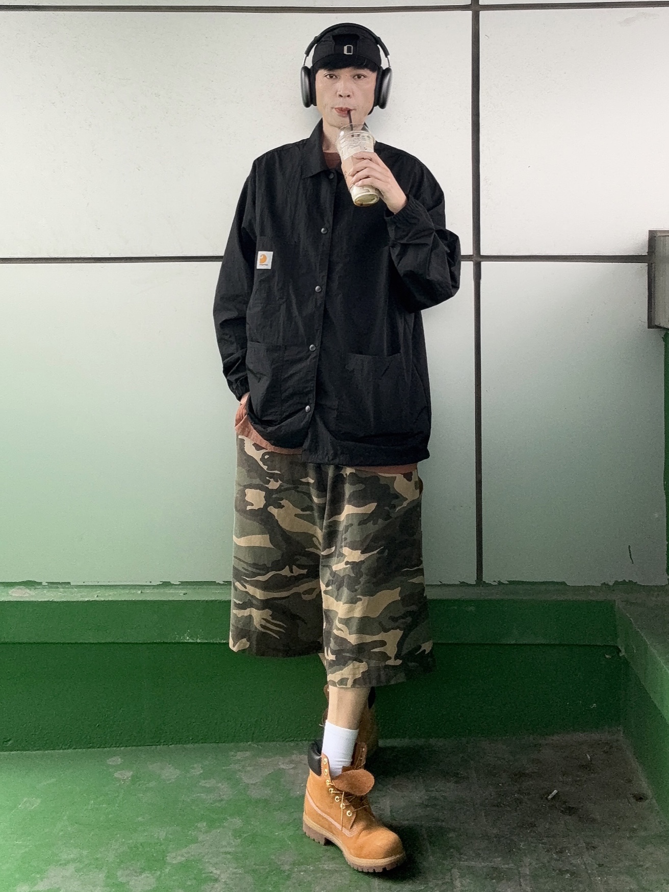Timberland Premium 6 inch Waterproof Boot Wheat Nubuck - Medium, SLOW RECORD HOUSE Carpenter Bermuda Wide Camo Pants Vintage Green 착용 스타일 - 5