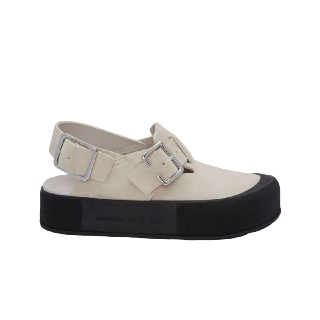 735803WHXK52120 Alexander McQueen Mount Slick Suede Sandal Pale Beige
