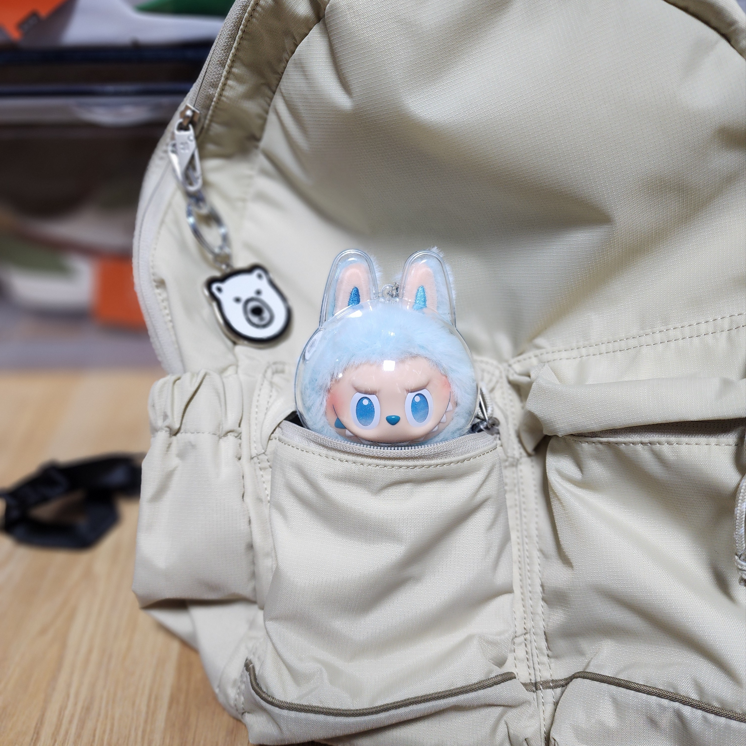 Pop Mart Labubu The Monsters Highlight Series Hope Keyring (Opened Case), Human Made Acrylic Animal Keyring White 착용 스타일