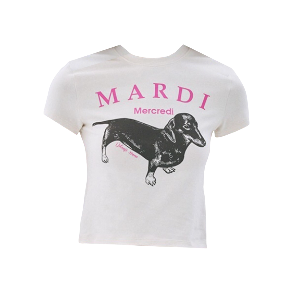 (W) 마르디 메크르디 딴지 크롭 티셔츠 크림 핑크((W) Mardi Mercredi Ddanji Cropped T-Shirt Cream Pink)