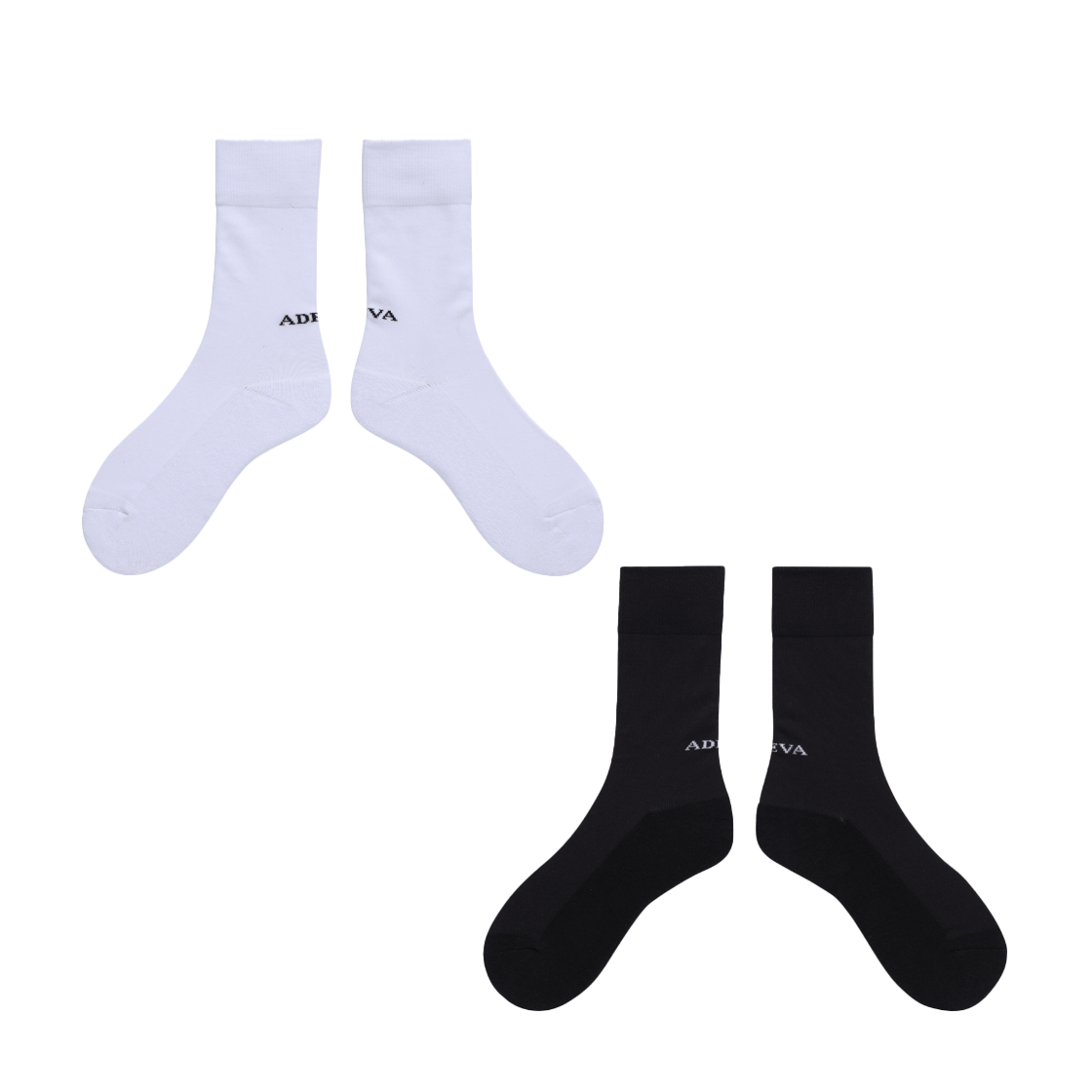 아데바 양말 블랙 화이트 2팩