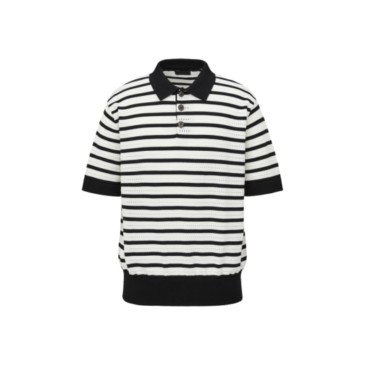 DNBESSTS23WH DNSR Stripe Polo Half Knit White