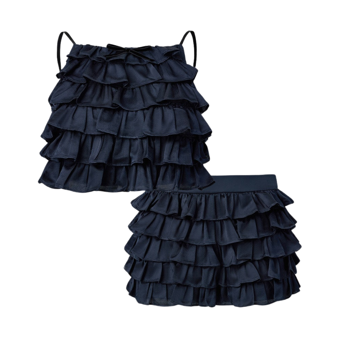 (W) 하우스 노웨어 x 슈슈통 파자마 탱크탑 투피스 네이비 블루((W) Haus Nowhere x Shushu/Tong Pajama Tank Top Two Piece Navy Blue)