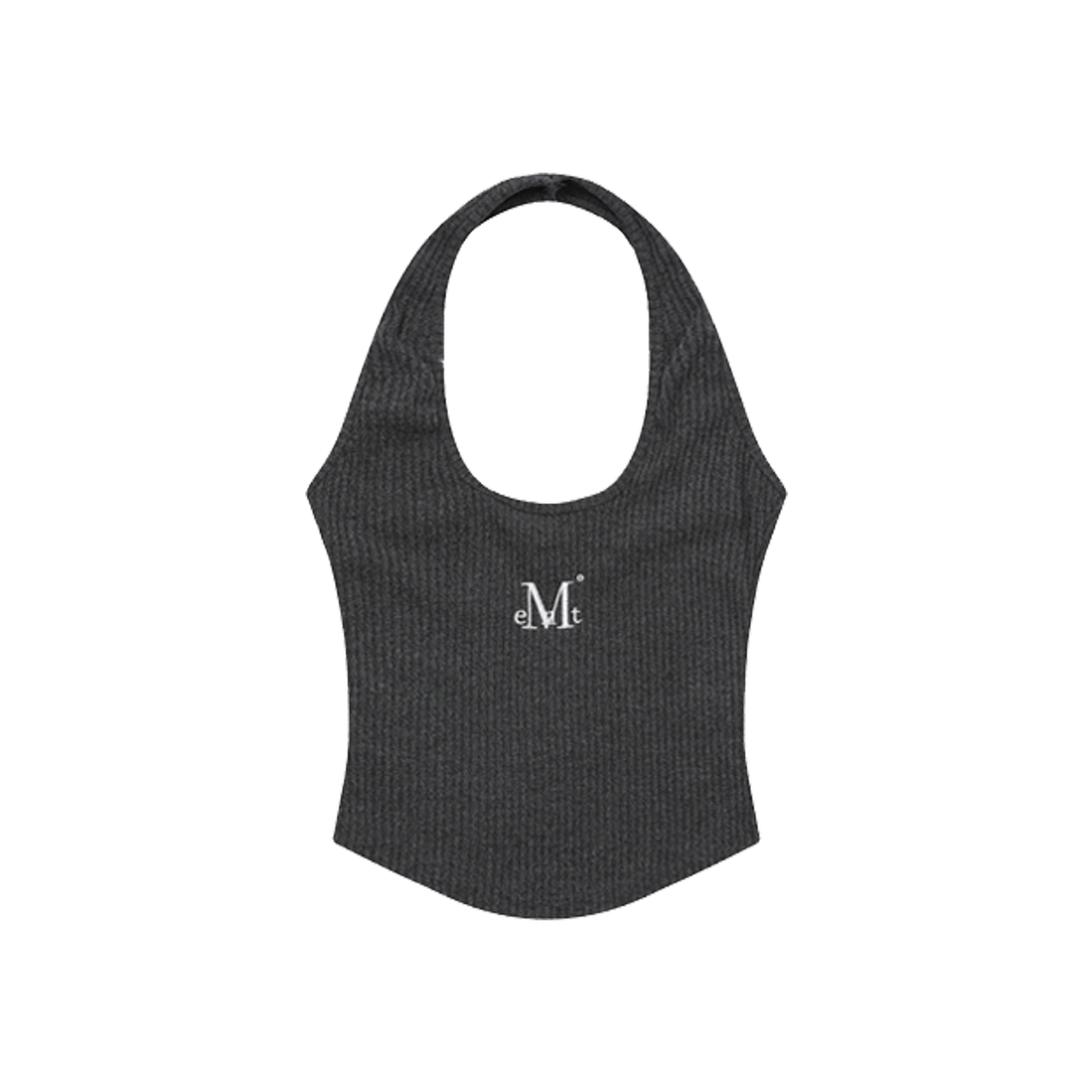 무센트 카일락 골지 홀터넥 크롭 슬리브리스 나시 차콜(MUCENT Kylilac Crop Sleeveless Charcoal) - 1