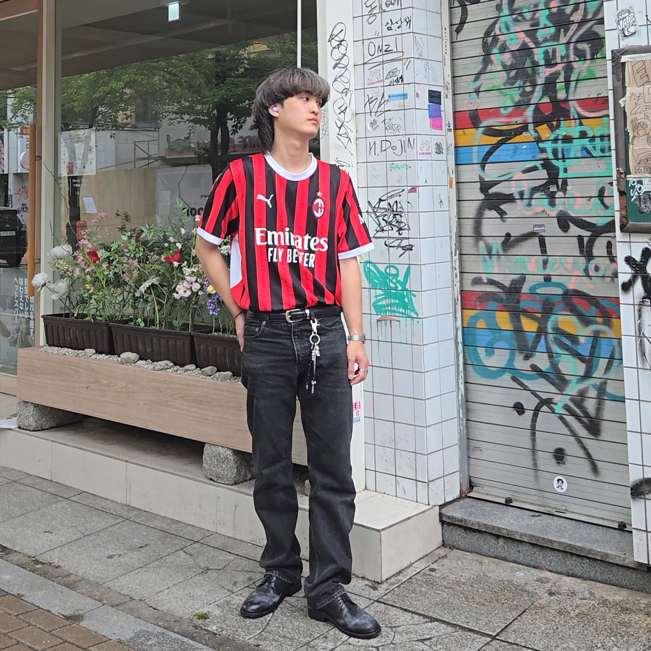 Puma AC Milan 2024/25 Home Jersey Red Black (Non Marking Ver.) 착용 스타일