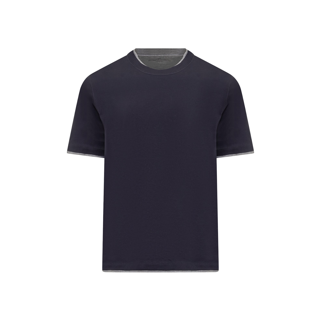 브루넬로 쿠치넬리 리브드 헴 저지 티셔츠 블루(Brunello Cucinelli Jersey T-Shirt with Ribbed Hem Blue) - 1