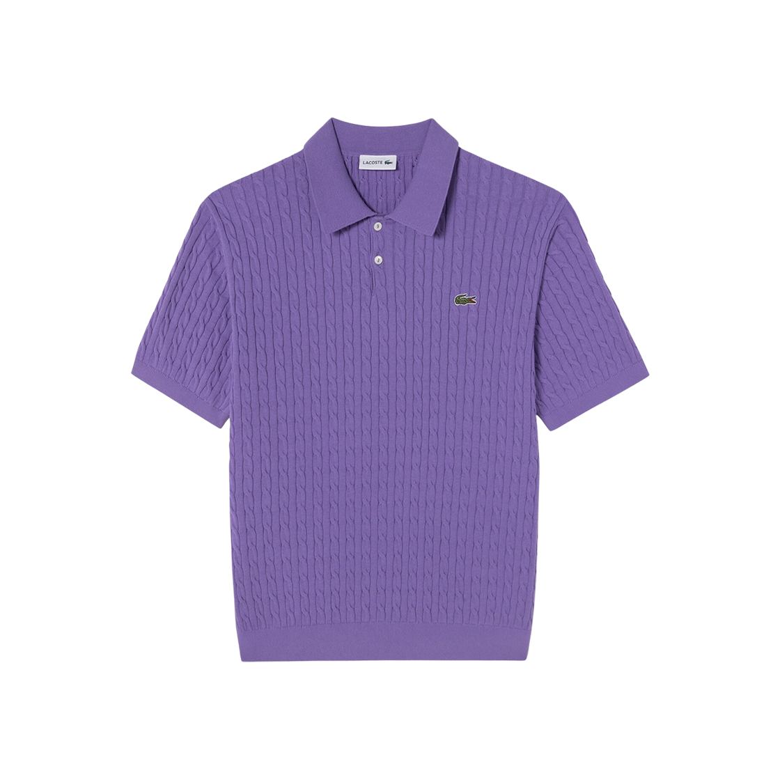 PH268E-55G- I1M Lacoste Cable Short Sleeve Sweater Polo Shirt Soft Purple