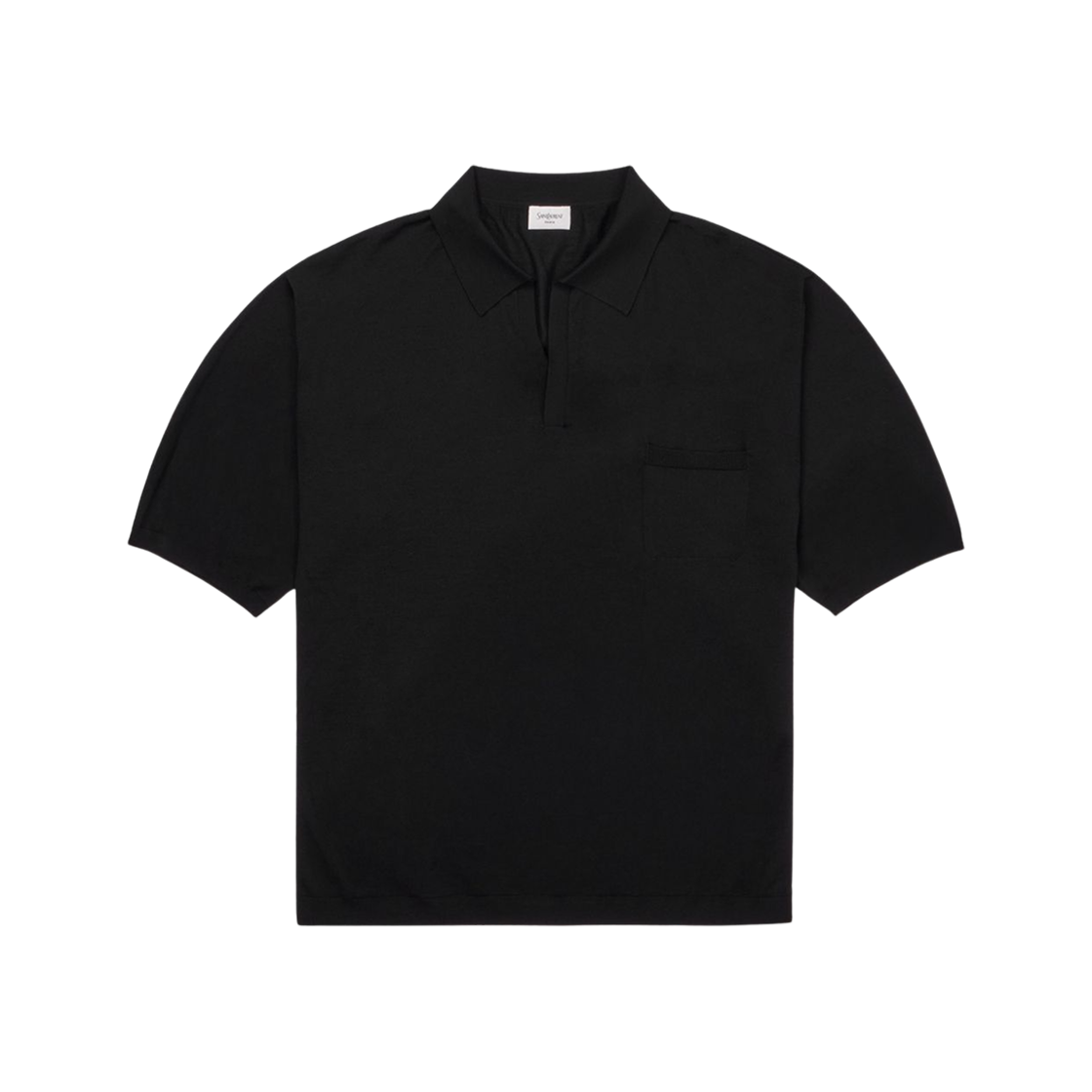 821733-Y77AS-1000 Saint Laurent Wool Polo T-Shirt Black